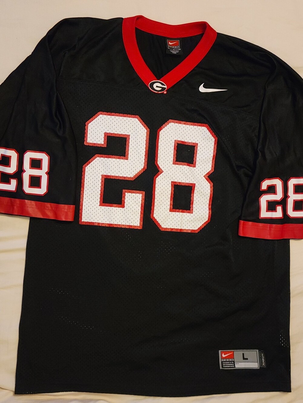 Georgia Bulldogs Nike Black and Red #28 Football Jersey
